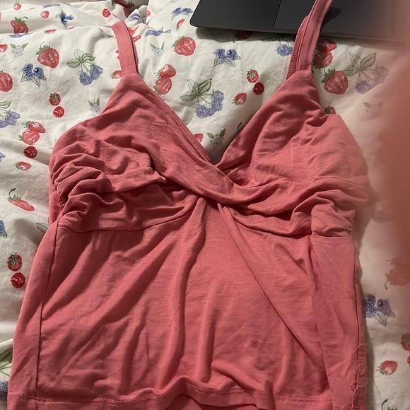 Active USA Tops - pink ruched tank